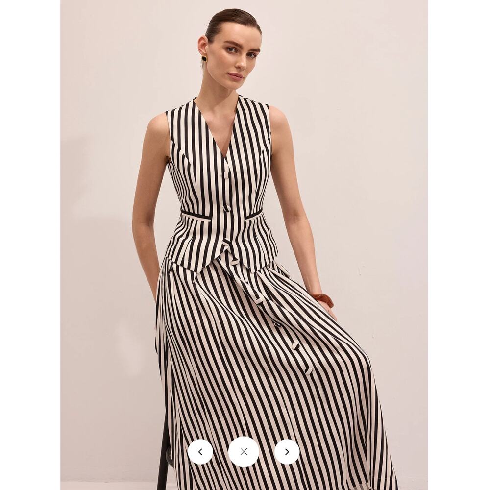 NWT Commense Striped Sleeveless Vest & Maxi Skirt Set Sz L - Picture 4 of 5